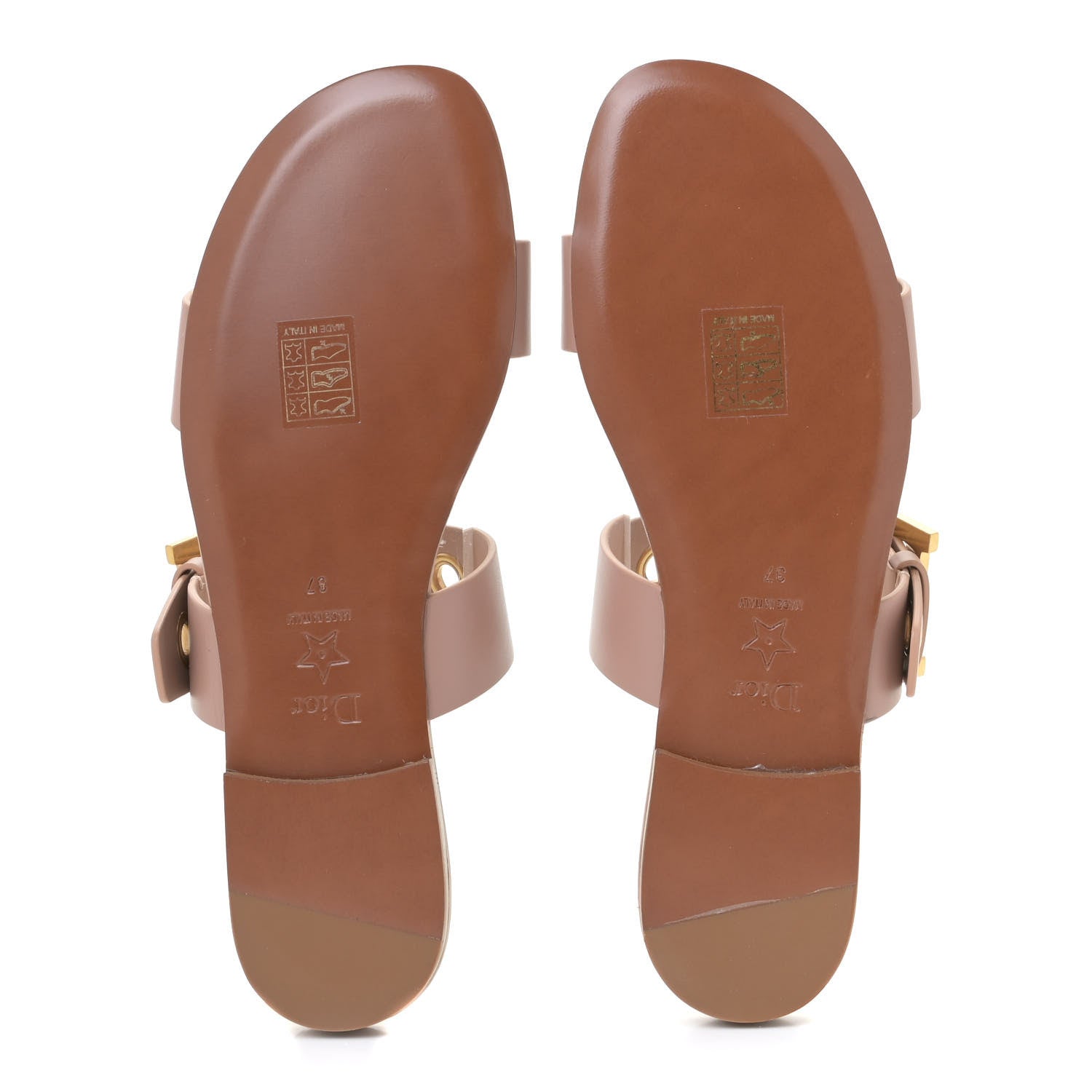 Christian Dior Calfskin D-Dior Slide Sandals 37 Rose De Vents 6 of 13