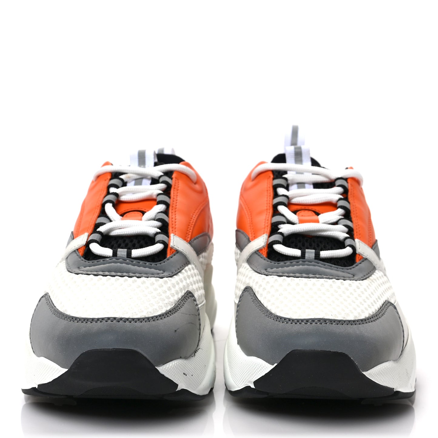 Technical Mesh Calfskin Mens B22 Sneakers 40 White Orange