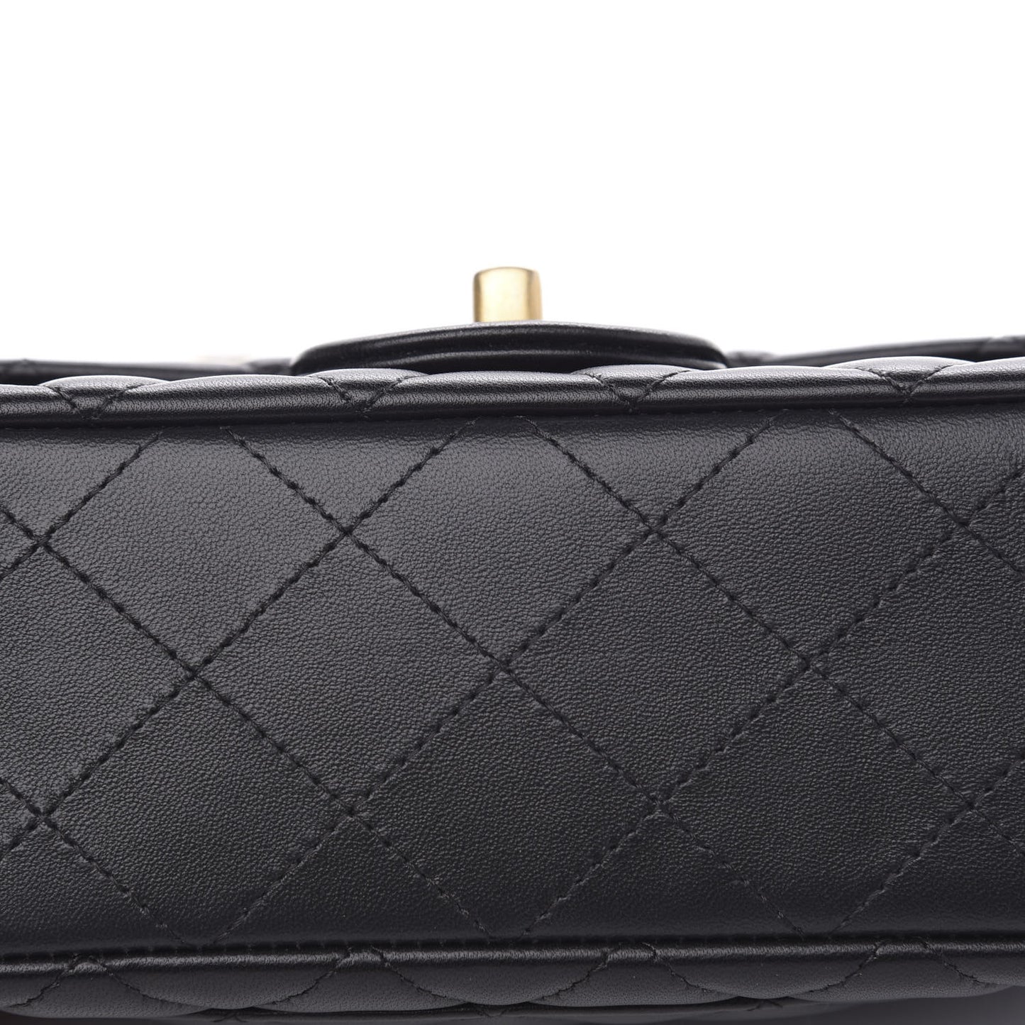 Lambskin Quilted Mini Rectangular Flap Black