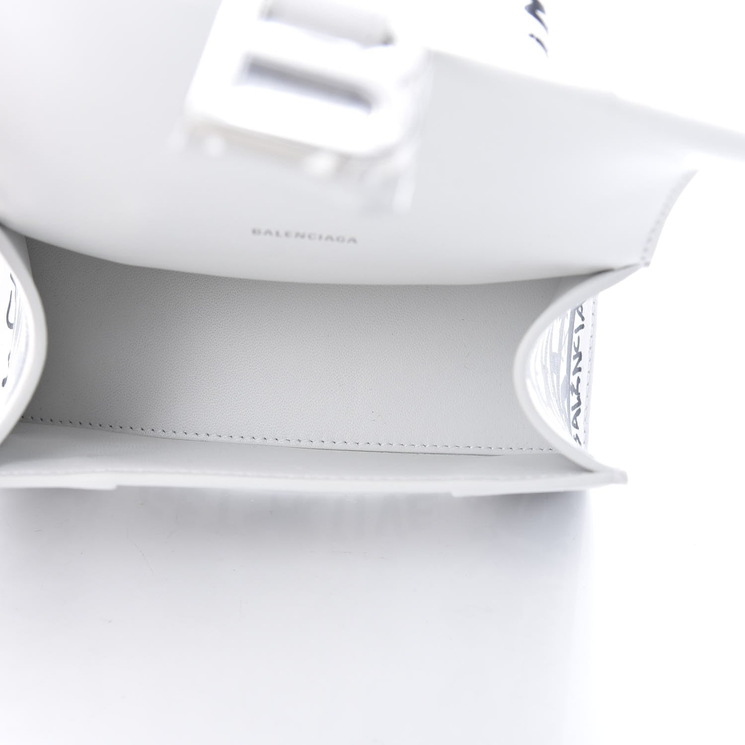 Balenciaga Smooth Calfskin Graffiti Hourglass Top Handle Bag XS White Black 5 of 11