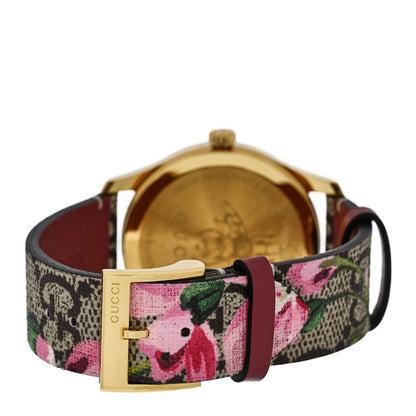 Gucci Stainless Steel Canvas 38mm G-Timeless Supreme GG Blooms Quartz Watch Brown 3 of 4