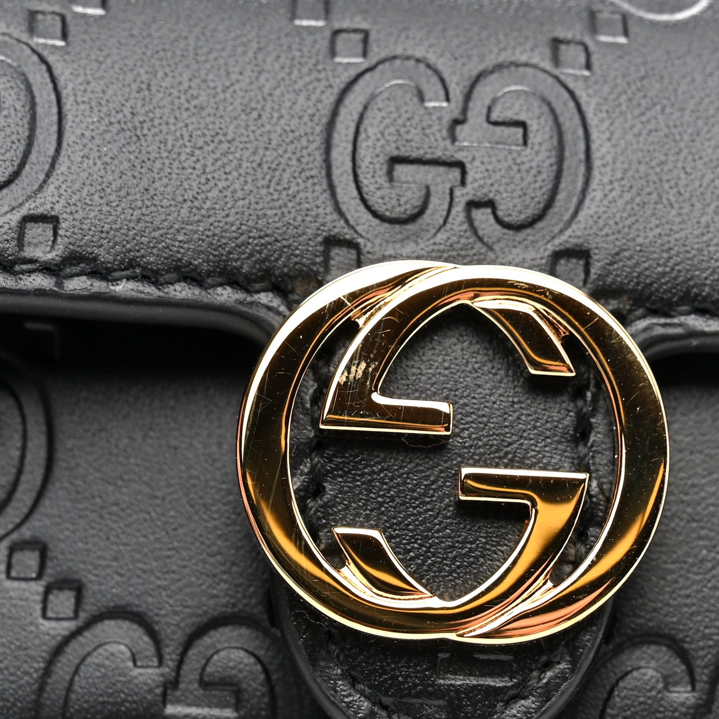 Guccissima Icon Signature 6 Key Holder Case Black