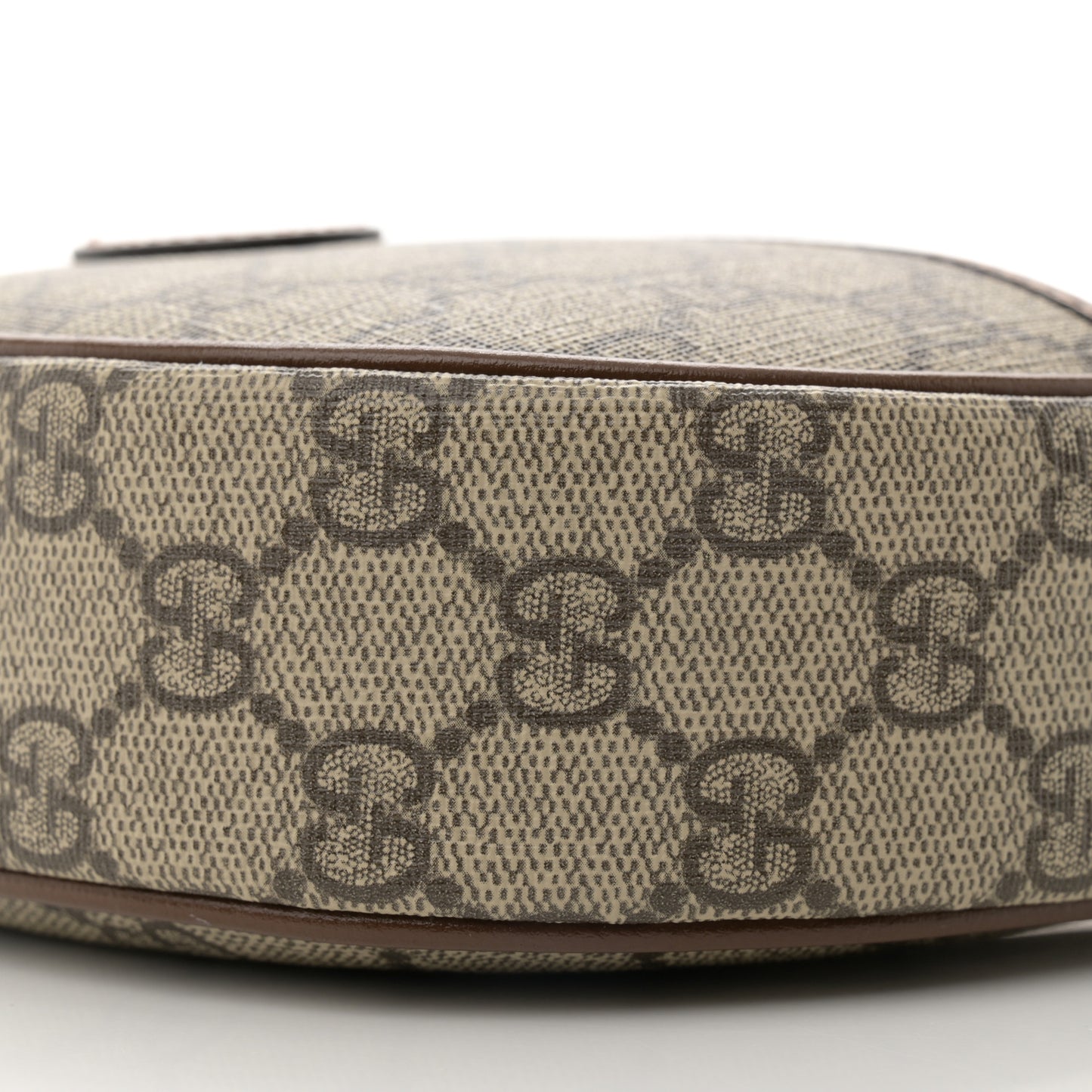 GG Supreme Monogram Azalea Calfskin Mini Retro Interlocking G Half Moon Bag Beige Ebony Brown Sugar