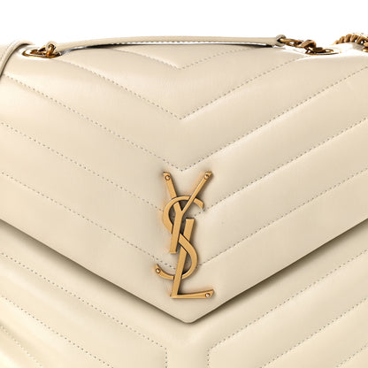Saint Laurent Calfskin Y Quilted Monogram Medium Loulou Chain Satchel Crema Soft 8 of 11