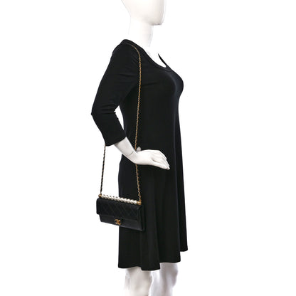 Chanel Goatskin Quilted Chic Pearls Clutch With Chain Black 2 of 11