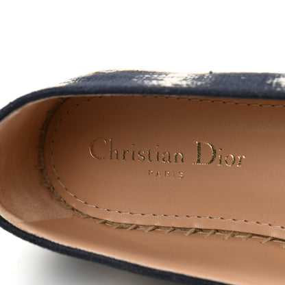 Christian Dior Cotton D-Stripes Embroidered Granville 15mm Espadrilles 38.5 Deep Blue 7 of 8