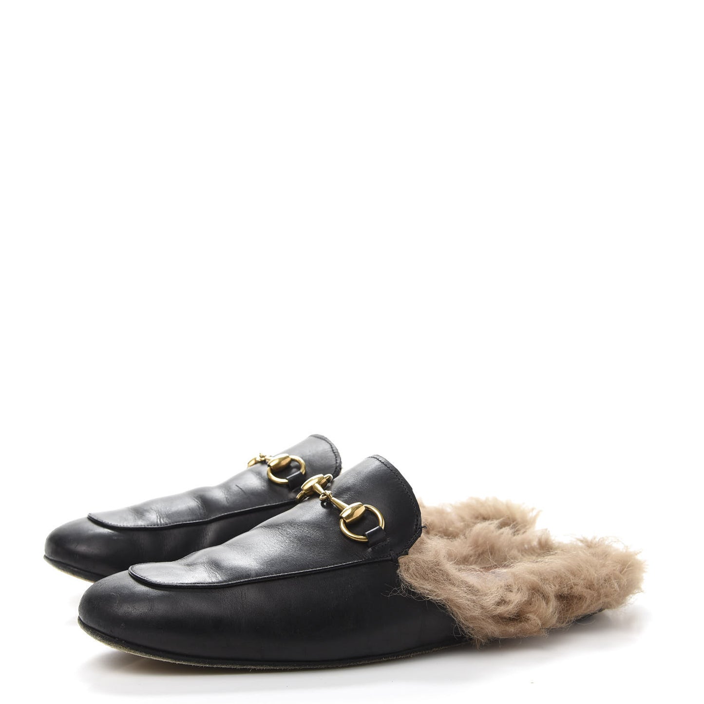 Calfskin Fur Womens Princetown Slippers 11.5 Black