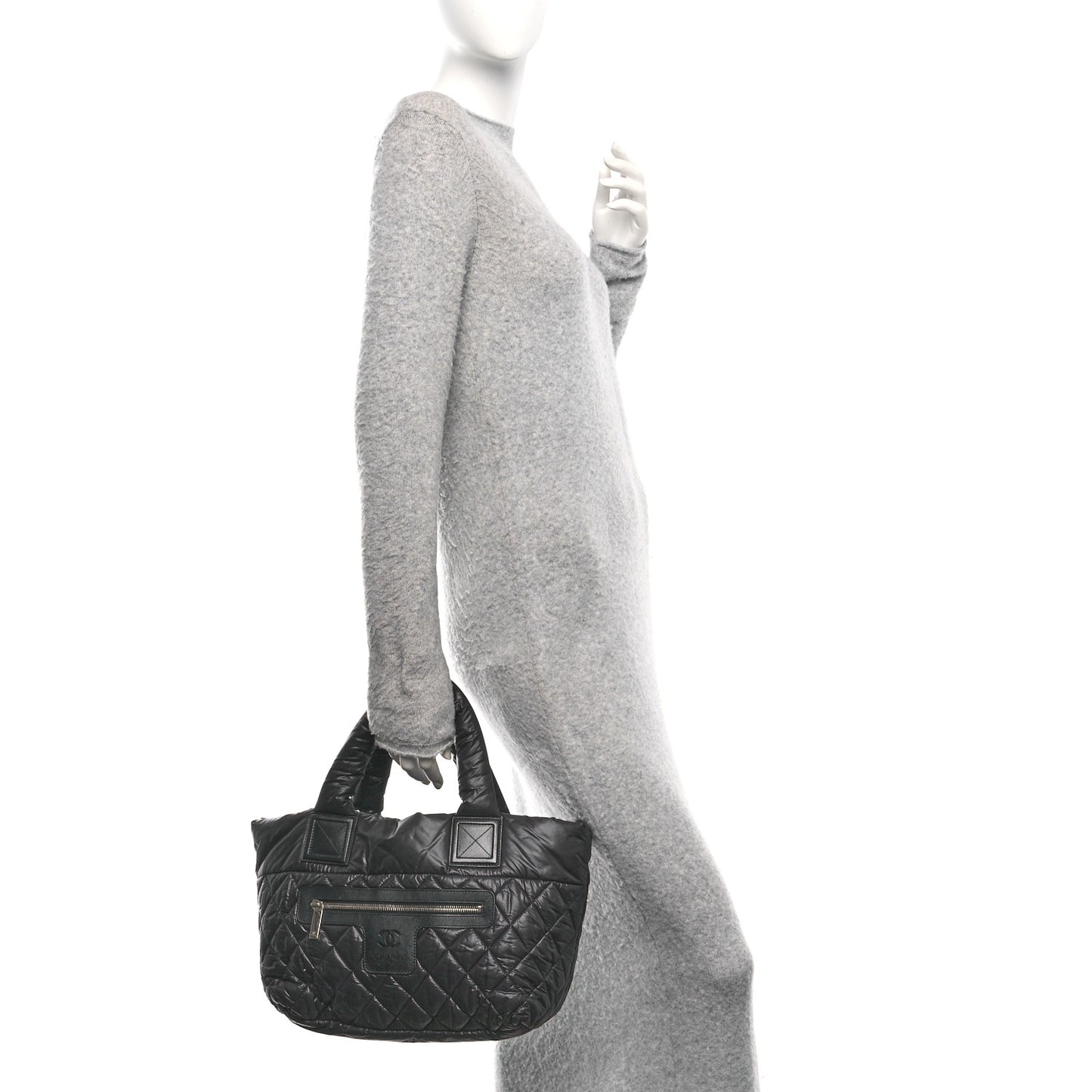 Nylon Quilted Small Coco Cocoon Tote Black