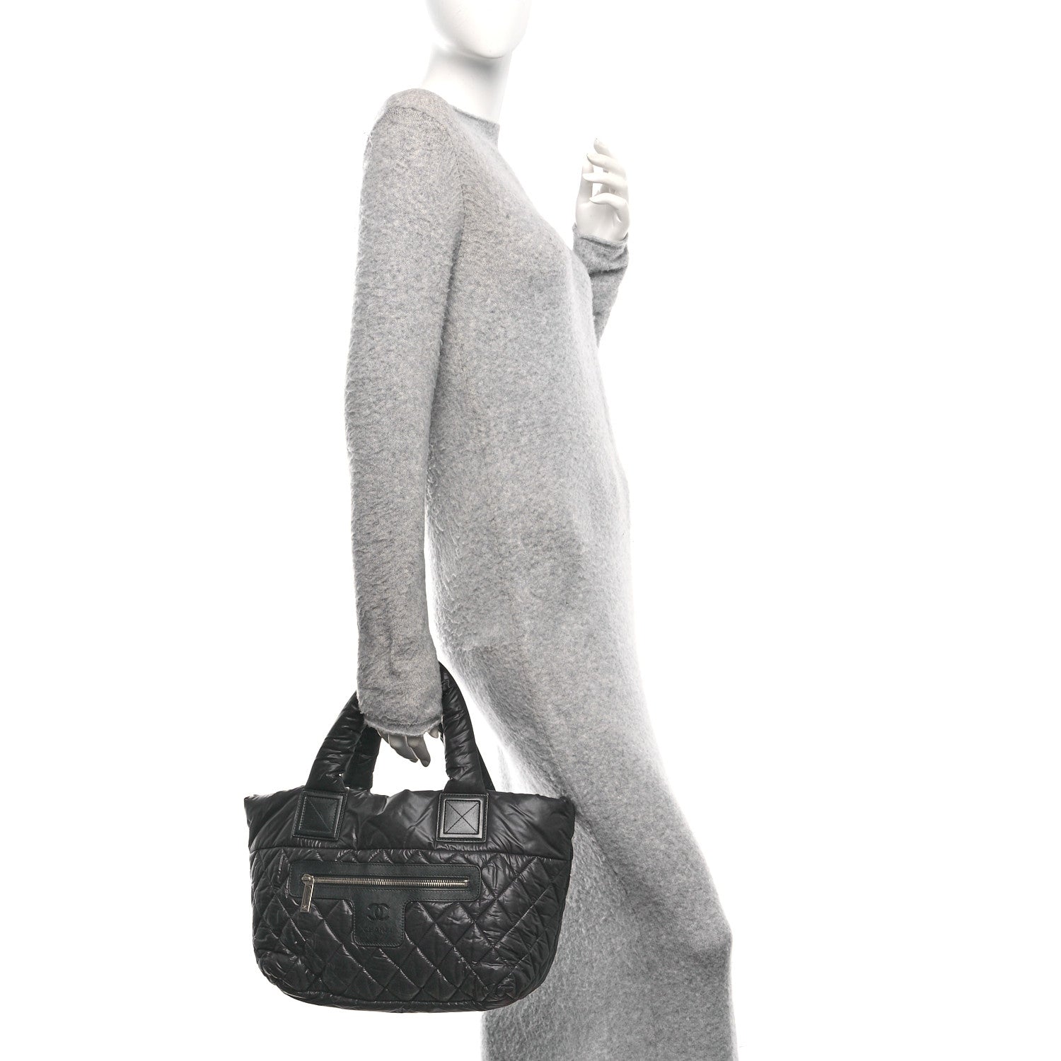 Chanel Nylon Quilted Small Coco Cocoon Tote Black 2 of 10