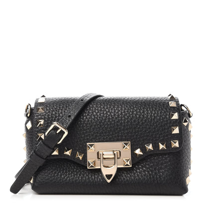 Valentino Garavani Pebbled Calfskin Mini Rockstud Crossbody Bag Black 1 of 9