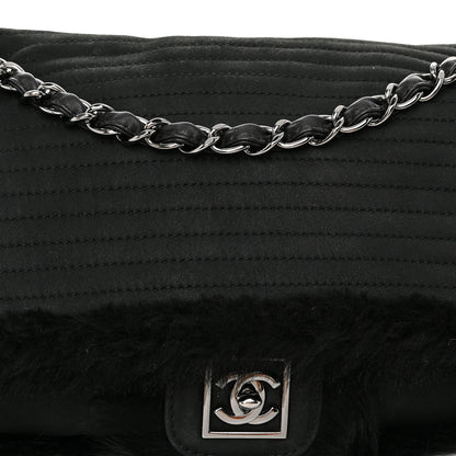 Chanel Suede Fur Quilted Flap Black 8 of 10