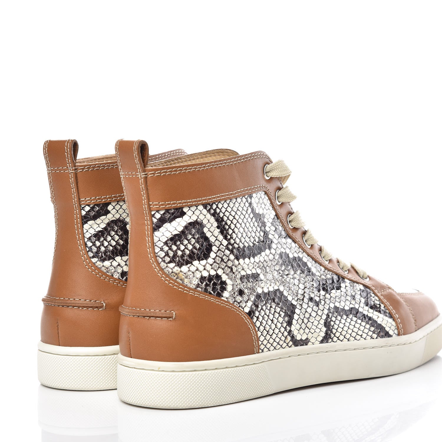 Christian Louboutin Calfskin Watersnake Print Rantus Flat Sneakers 40 Laiton Roccia 4 of 12