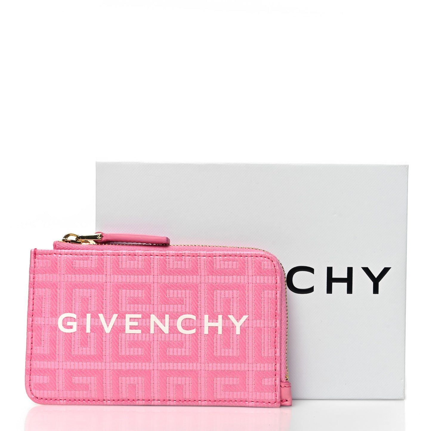 Coated Canvas Logo 4G Cut Zip Card Holder Pink