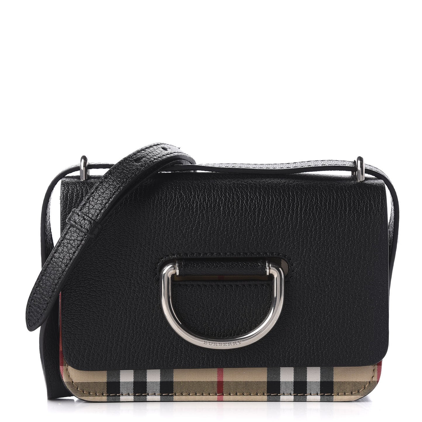 Goatskin Vintage Check Mini D-Ring Bag Black