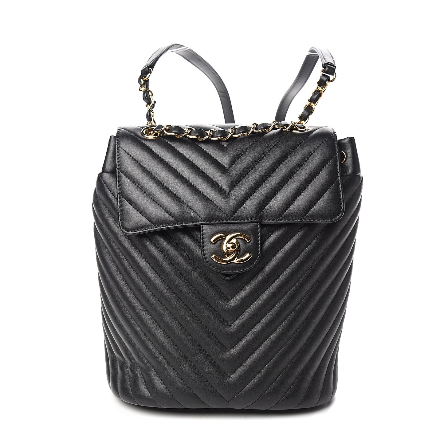 Calfskin Chevron Quilted Small Urban Spirit Backpack Black
