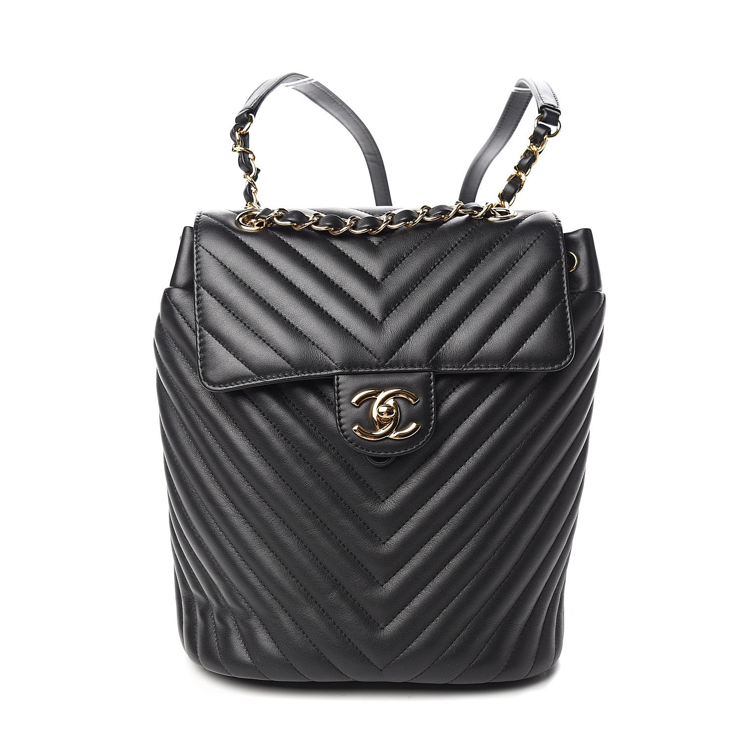 Chanel Calfskin Chevron Quilted Small Urban Spirit Backpack Black 1 of 10