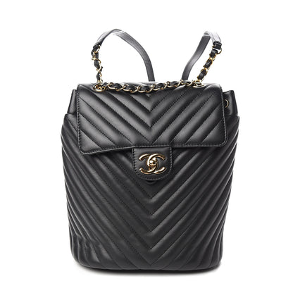Chanel Calfskin Chevron Quilted Small Urban Spirit Backpack Black 1 of 10