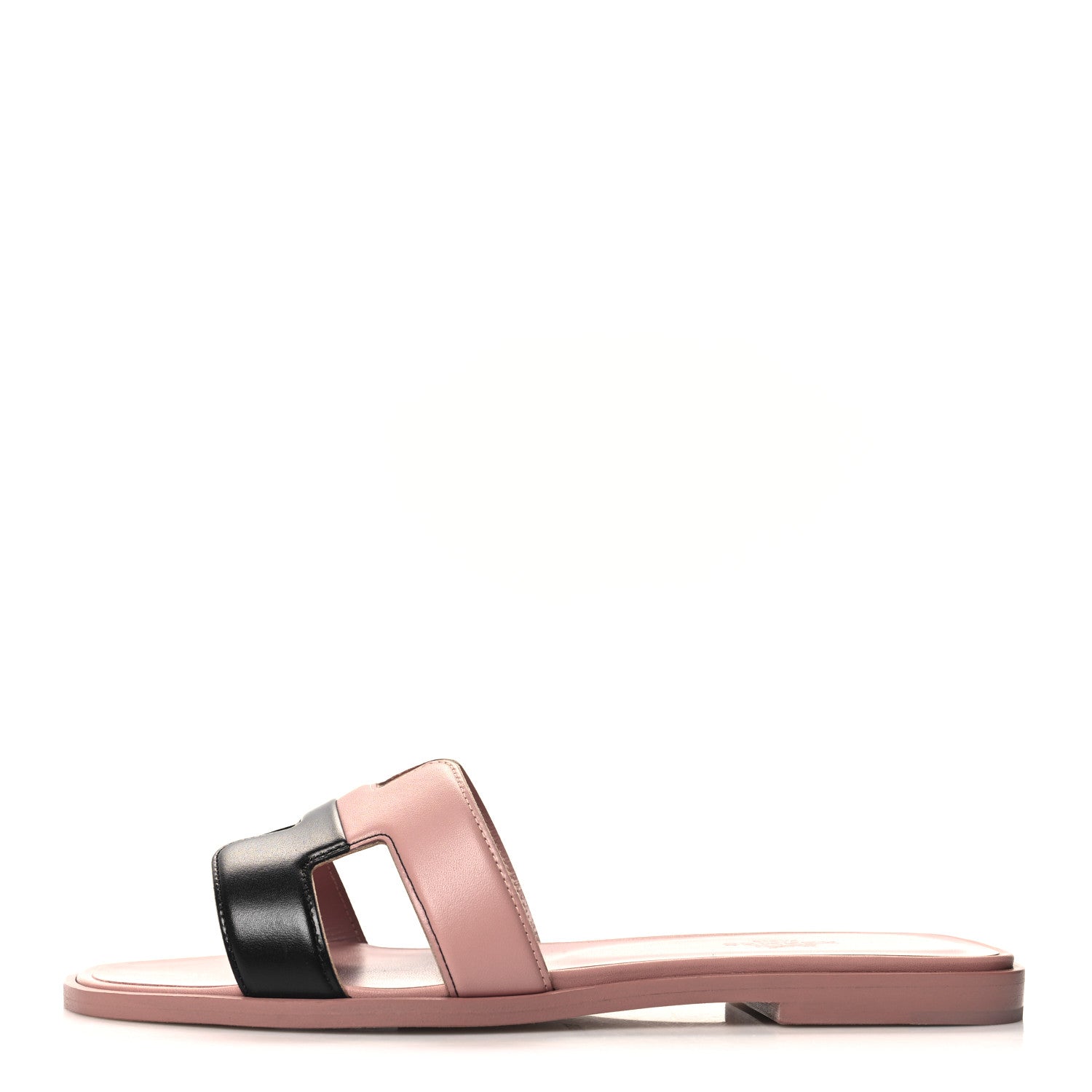 Hermes Box Calfskin Oran Sandals 37 Black Vieux Rose 1 of 8