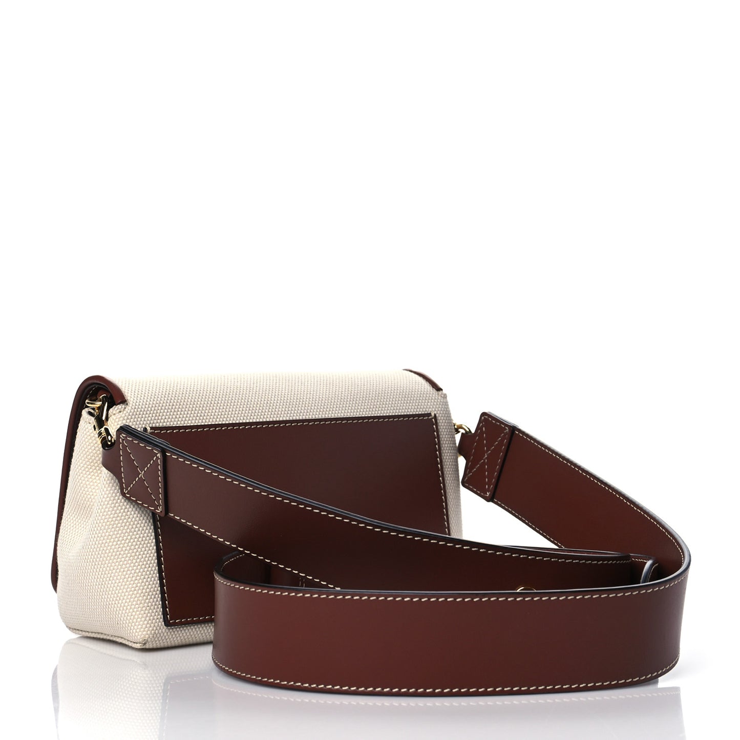 Calfskin Canvas Horseferry Print Hackberry Crossbody Bag Natural Tan