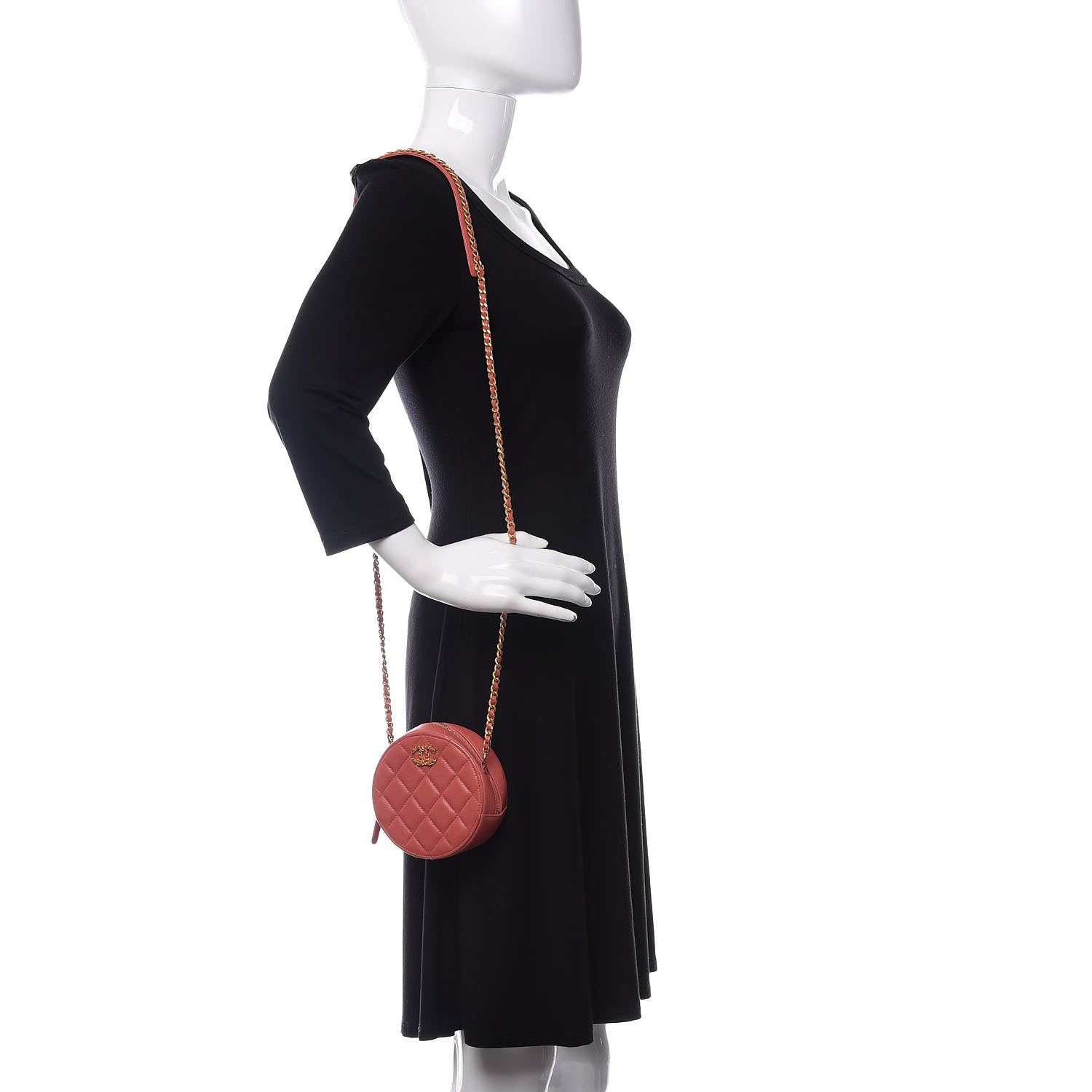 Chanel Lambskin Quilted Round Clutch With Chain Pink 2 of 10