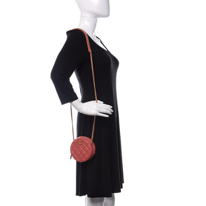 Chanel Lambskin Quilted Round Clutch With Chain Pink 2 of 10