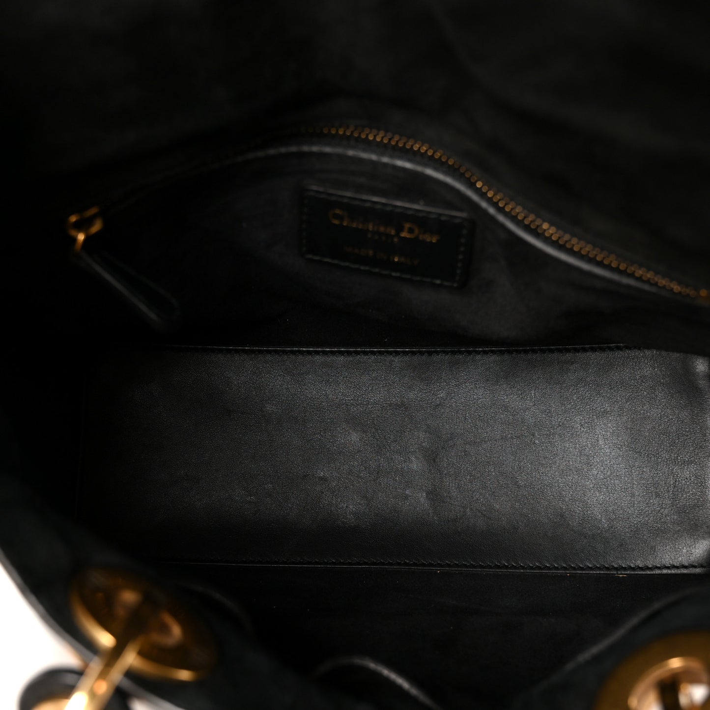 Calfskin Cannage Studded Medium Supple Lady Dior Black