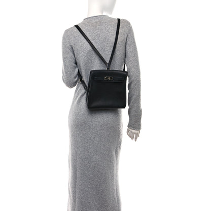 Hermes Taurillon Clemence Kelly Ado Backpack Black 2 of 17