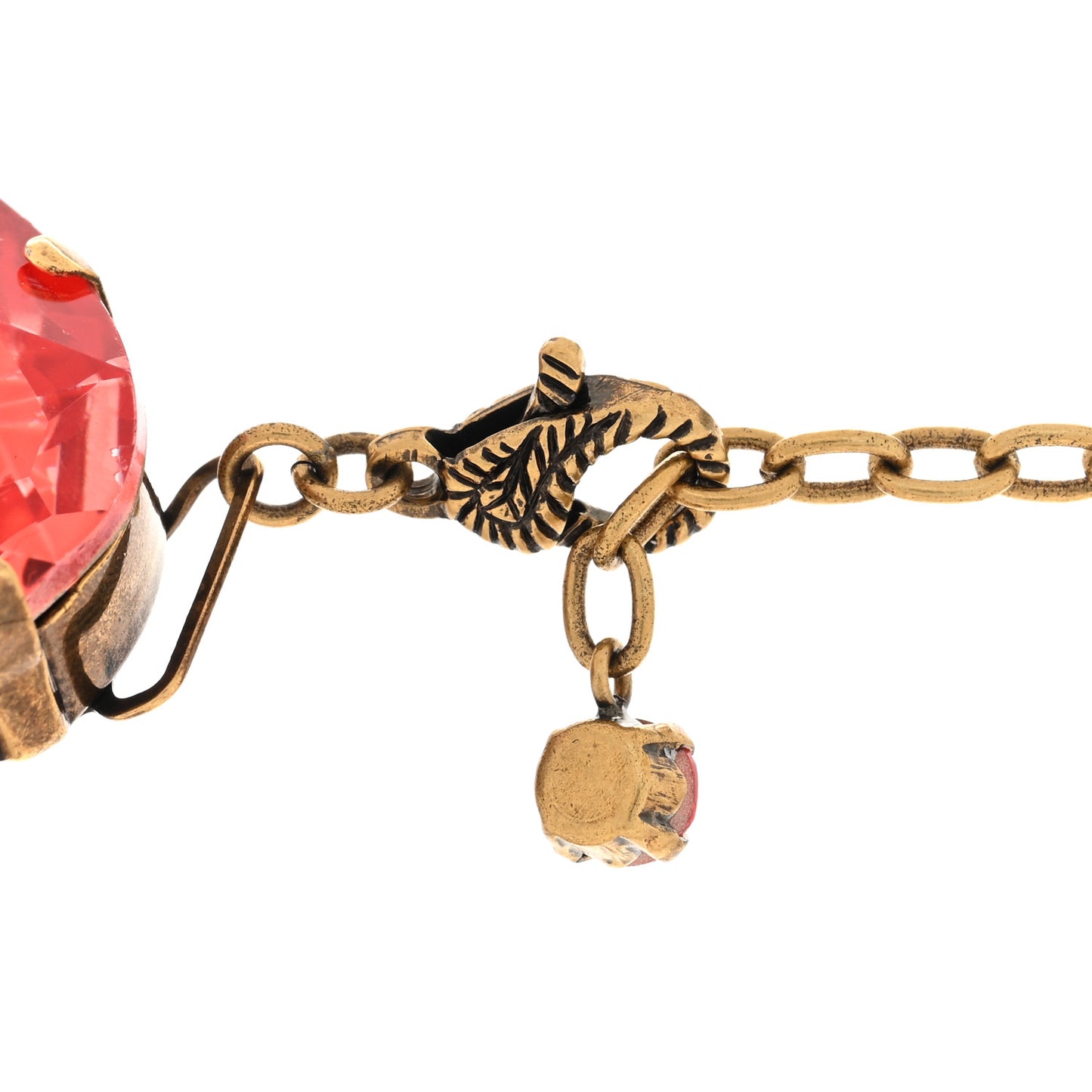 Metal Crystal Heart Choker Necklace Red Gold
