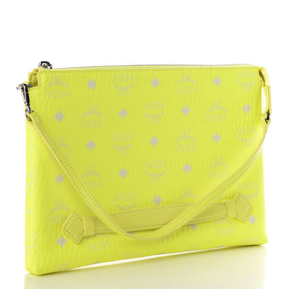MCM Visetos Zip Pouch Neon Yellow 3 of 9