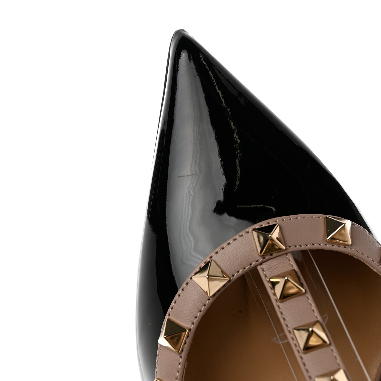 Patent Nappa Rockstud Ankle Strap 65mm Pumps 38 Black Poudre