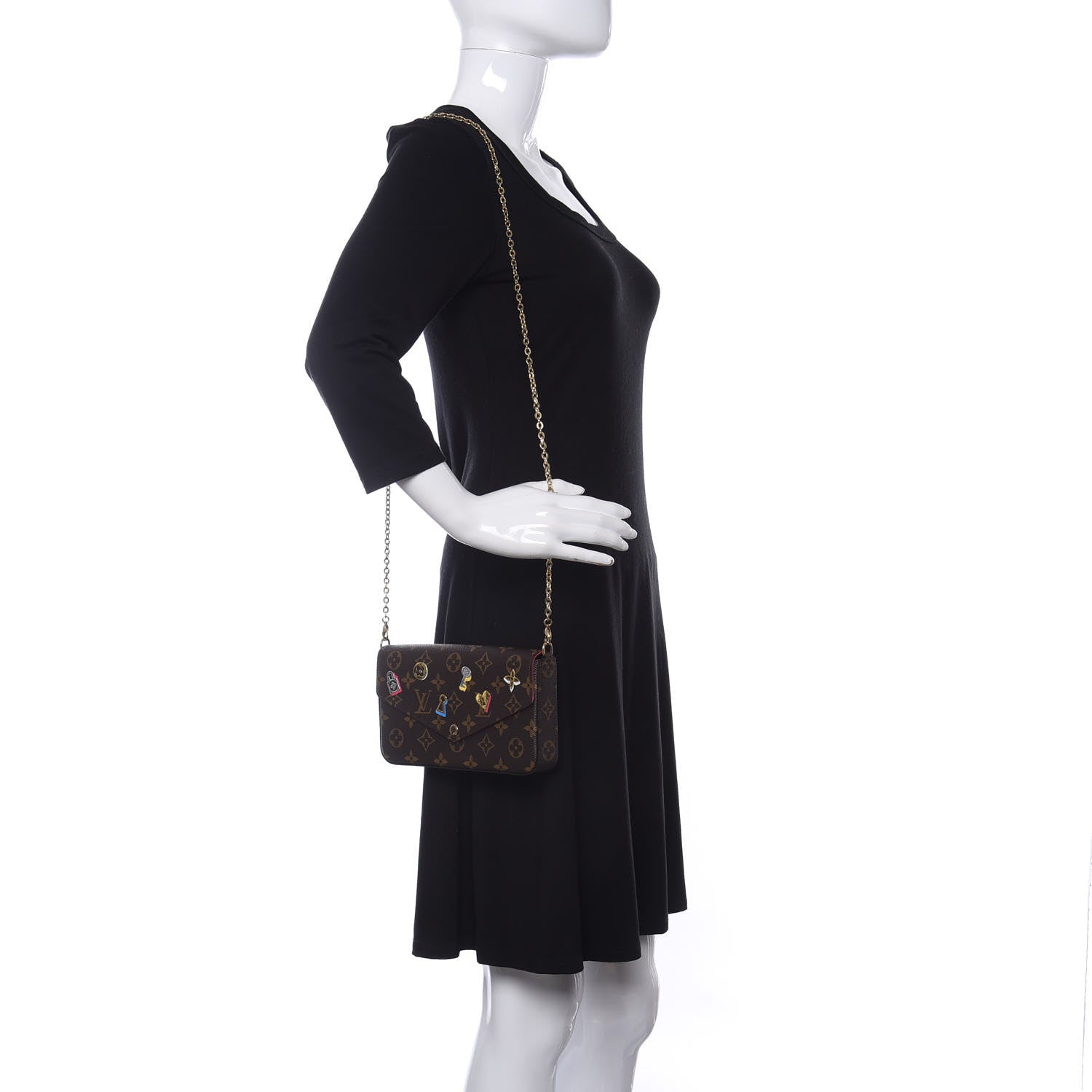 Louis Vuitton Monogram LV Love Lock Pochette Felicie Chain Wallet 2 of 11