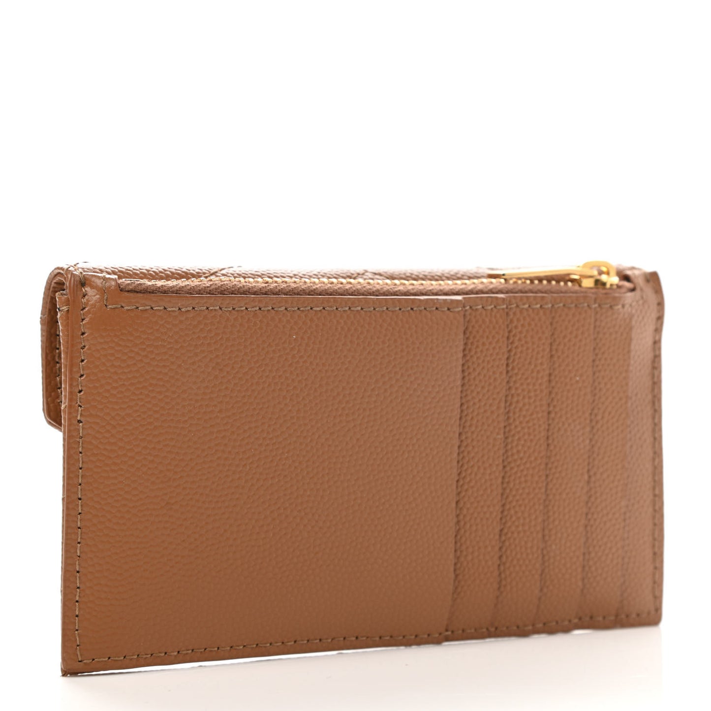 Grain De Poudre Matelasse Chevron Monogram Compact Wallet Natural Dark