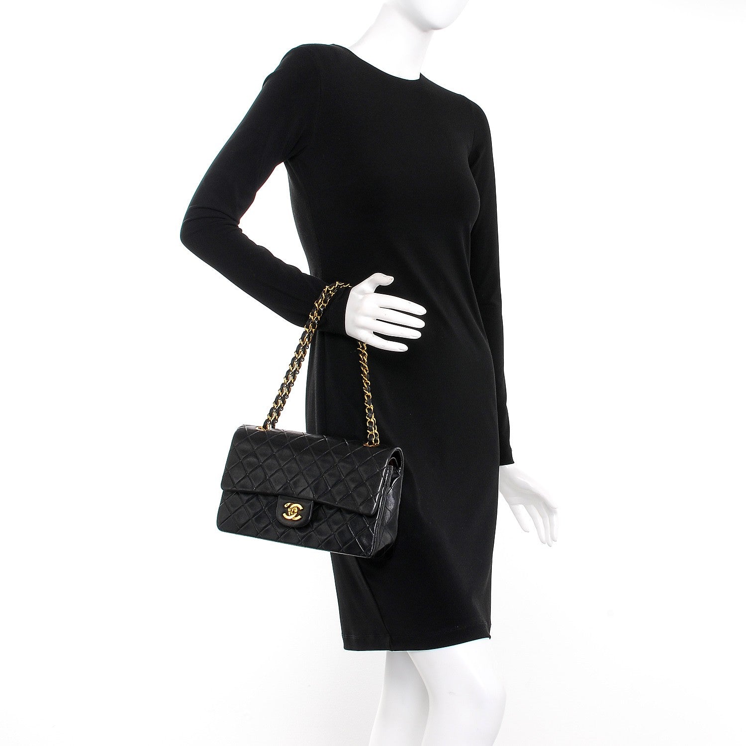 Chanel Lambskin Quilted Medium Double Flap Black 2 of 8