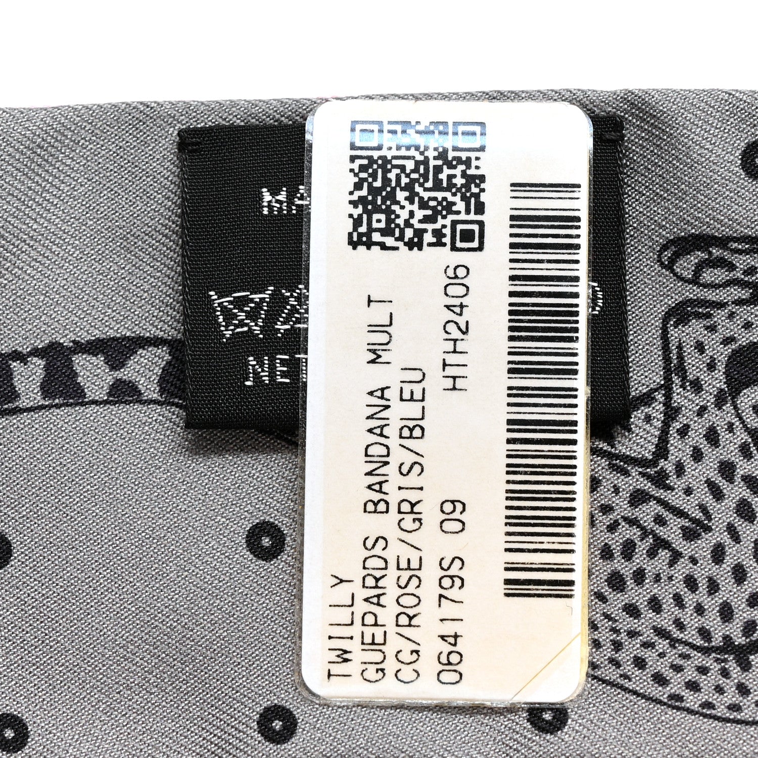 Hermes Silk Guepards Bandana Twilly Rose Gris Bleu 3 of 4
