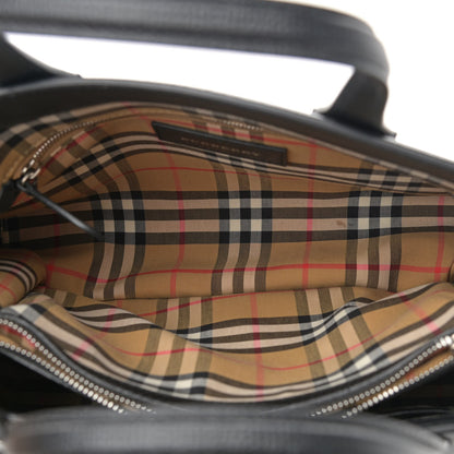 Burberry Grainy Calfskin Vintage Check Medium Banner Tote Black 5 of 16