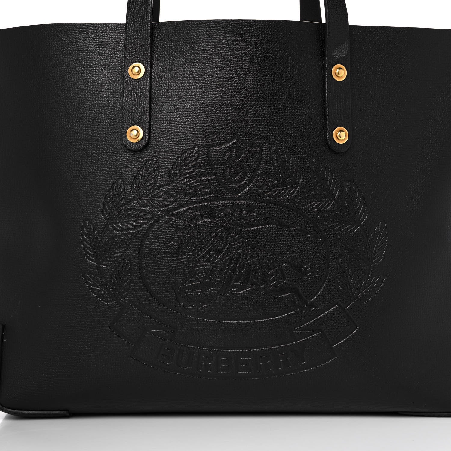 Burberry Calfskin Embossed Crest Medium Tote Black 7 of 12