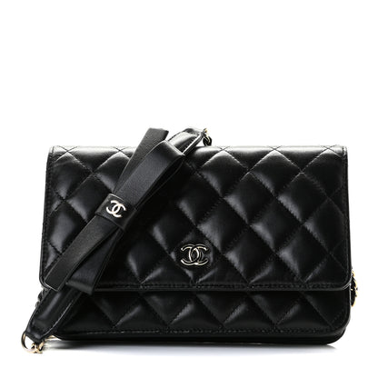 Chanel Lambskin Quilted Coco Bow Wallet On Chain WOC Black 1 of 11