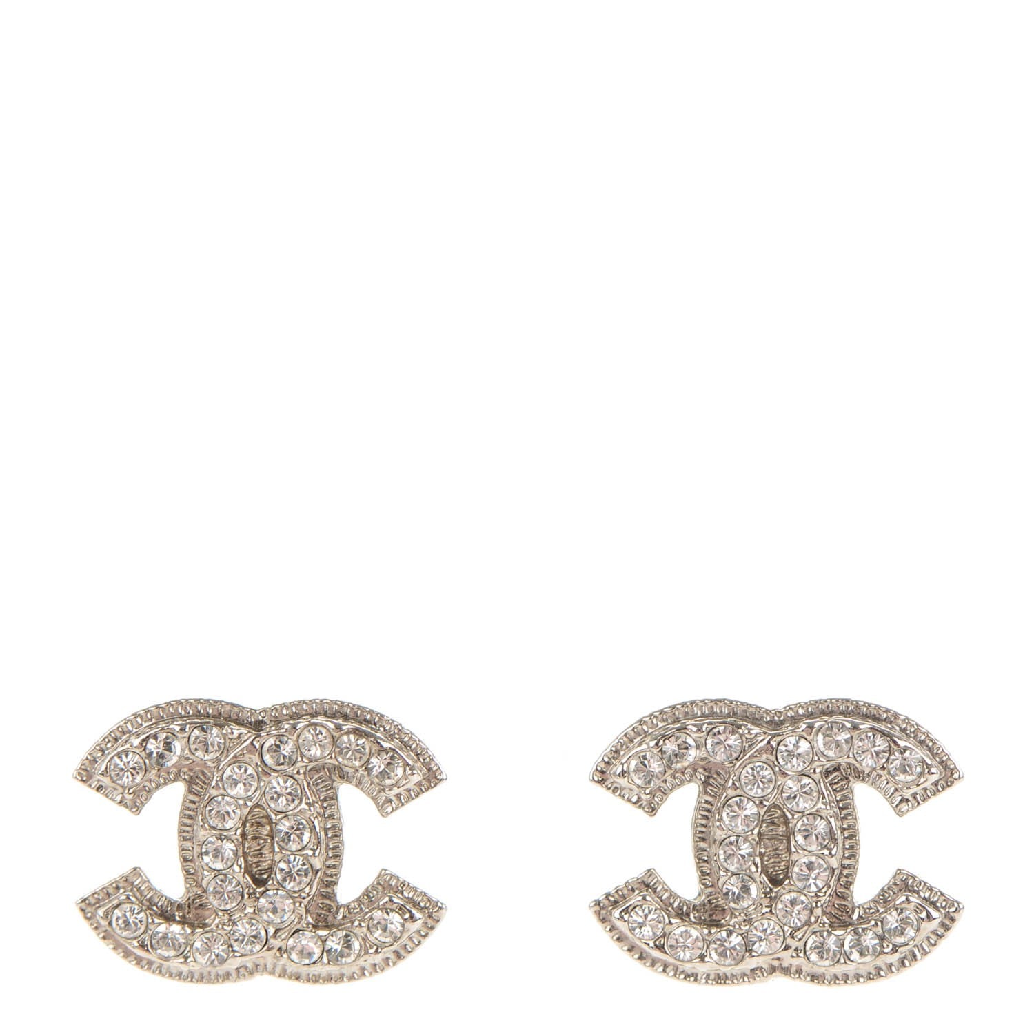 Chanel Crystal CC Earrings Silver 1 of 6