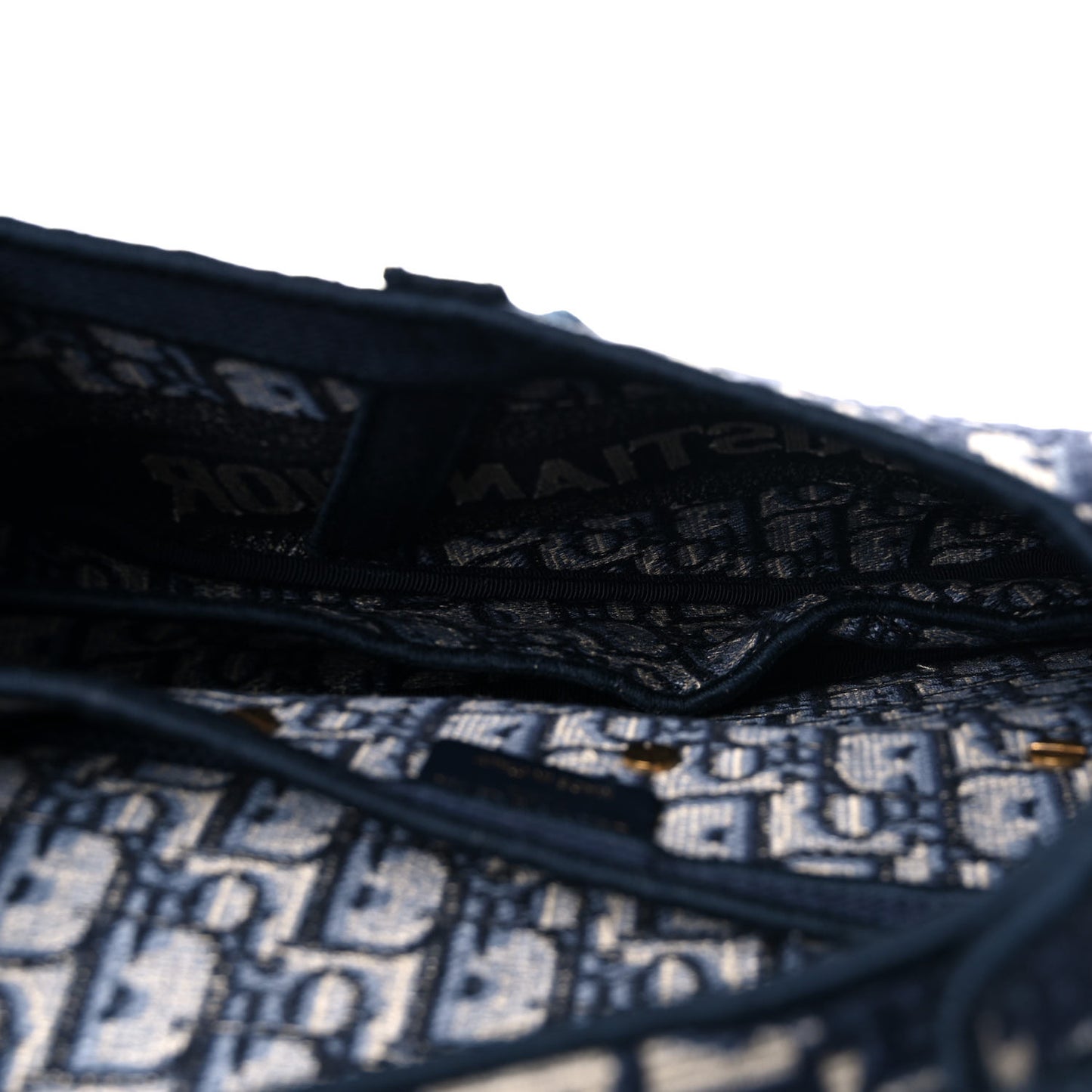 Oblique Embroidered Saddle Bag Blue