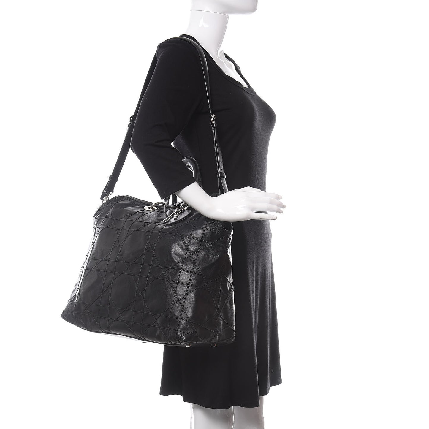 Lambskin Cannage Large Granville Tote Black