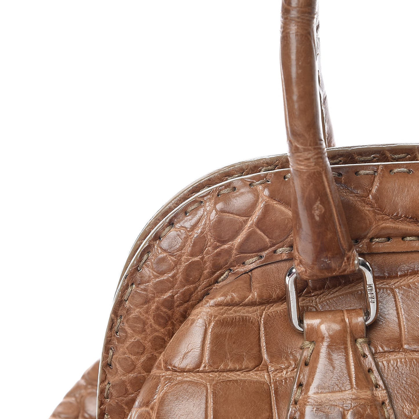 Crocodile Calfskin Romano Selleria Adele 1328 Bag Brown