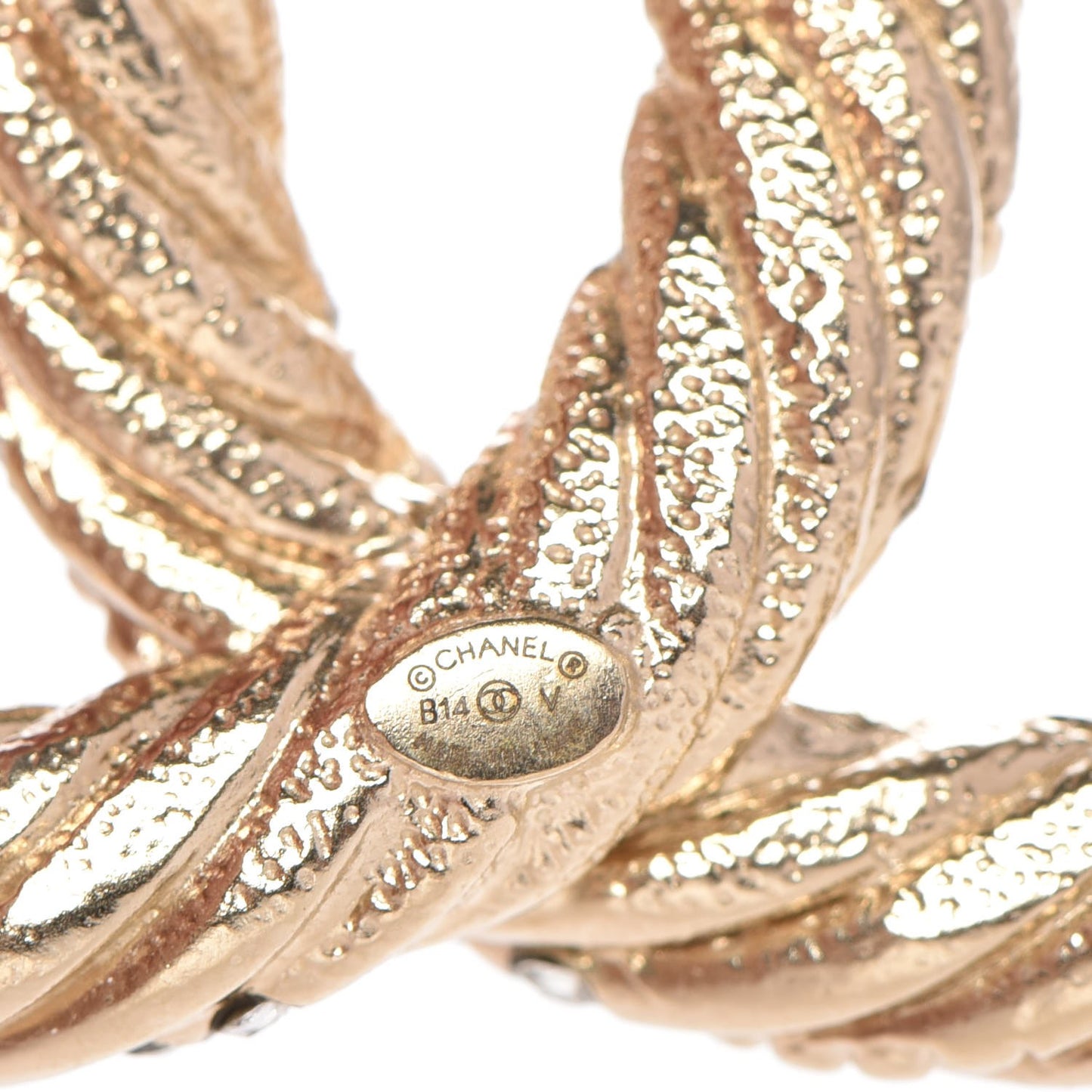Crystal Twisted CC Brooch Light Gold