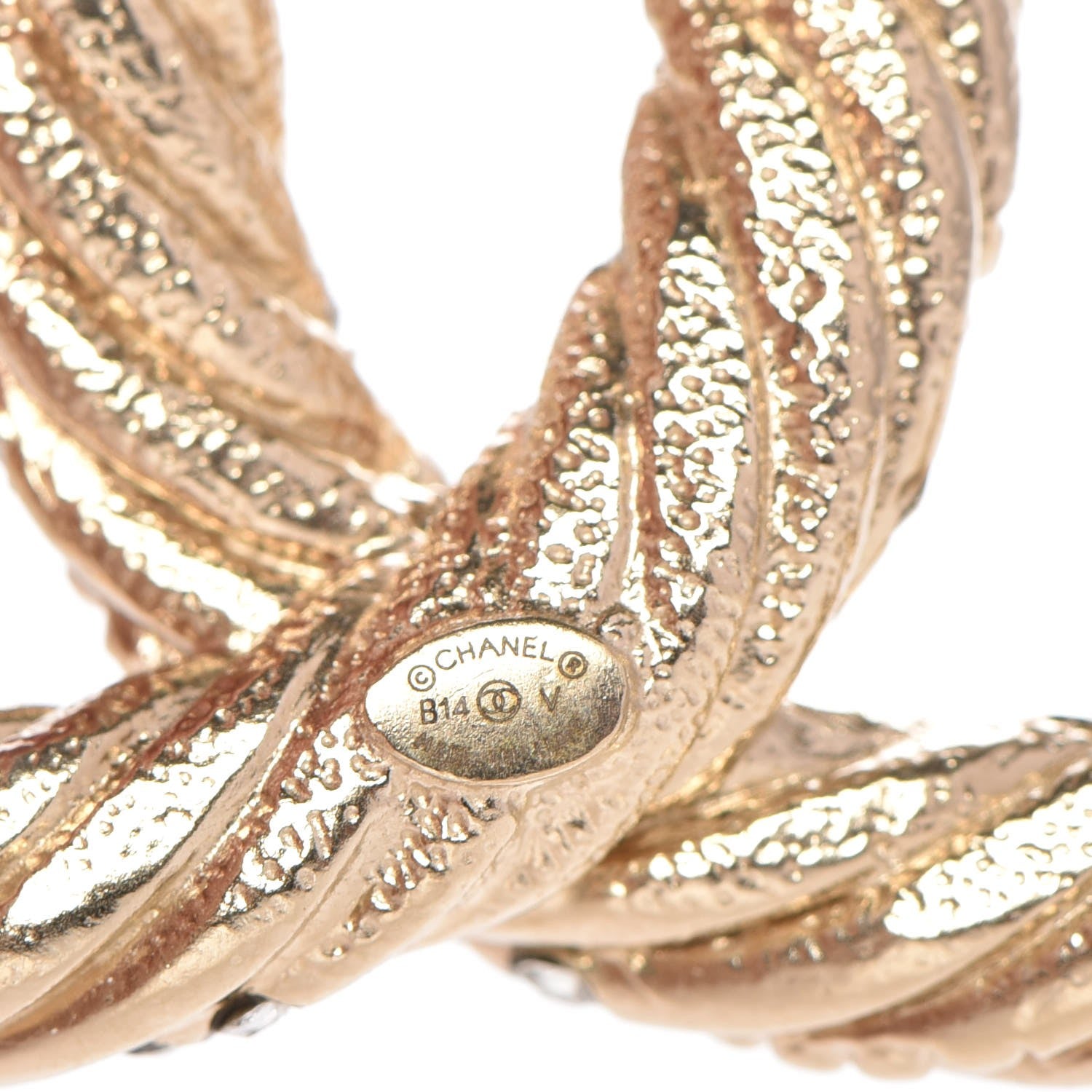 Chanel Crystal Twisted CC Brooch Light Gold 4 of 5