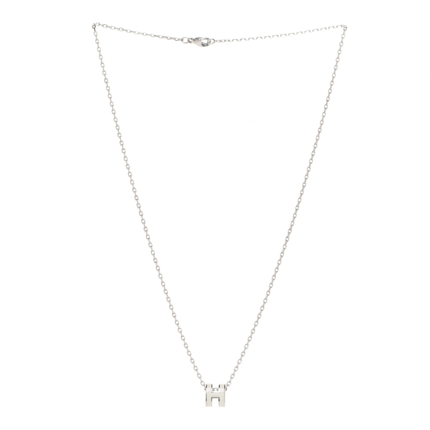 Lacquered Palladium Mini Pop H Pendant Necklace White