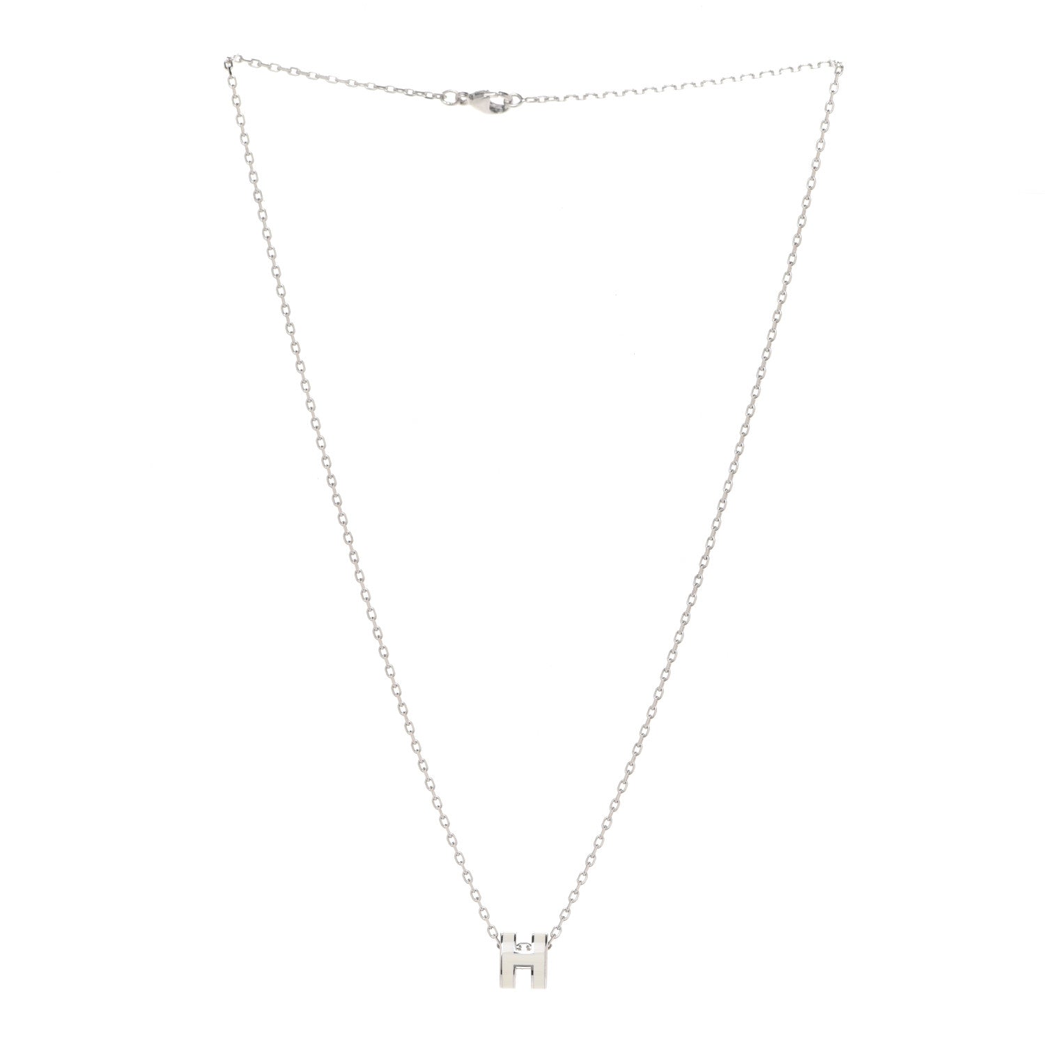 Hermes Lacquered Palladium Mini Pop H Pendant Necklace White 3 of 8