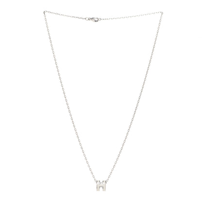 Hermes Lacquered Palladium Mini Pop H Pendant Necklace White 3 of 8