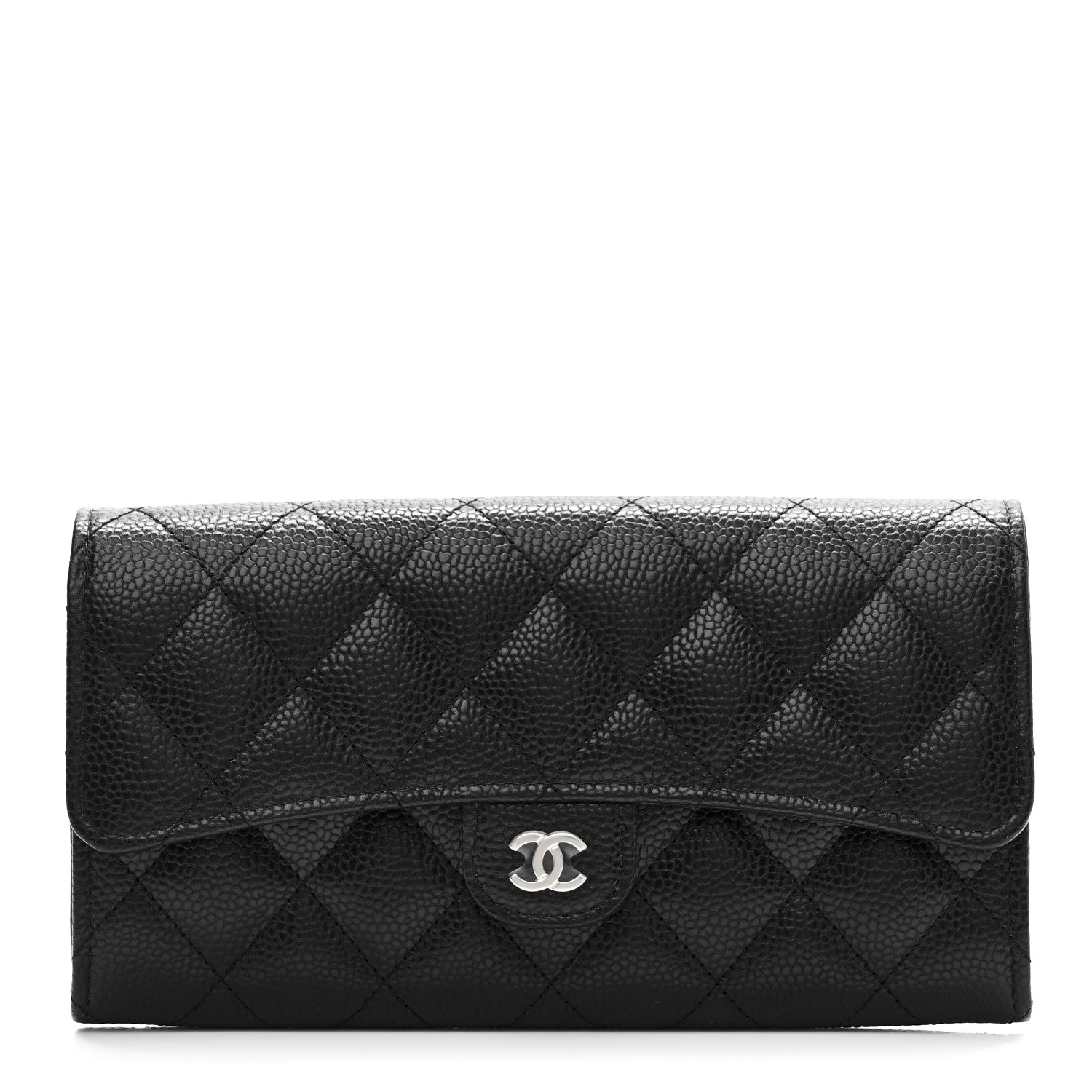 Chanel Caviar Quilted Large Gusset Flap Wallet Black 1 of 9
