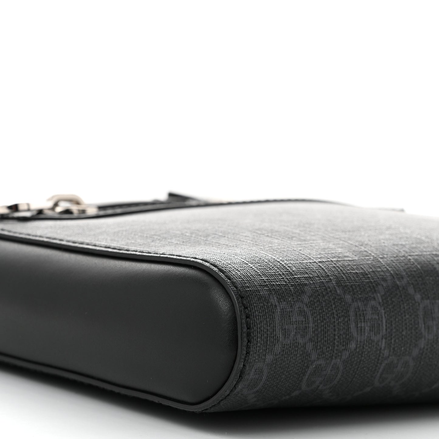 GG Supreme Monogram Web Small Flat Messenger Bag Black Grey