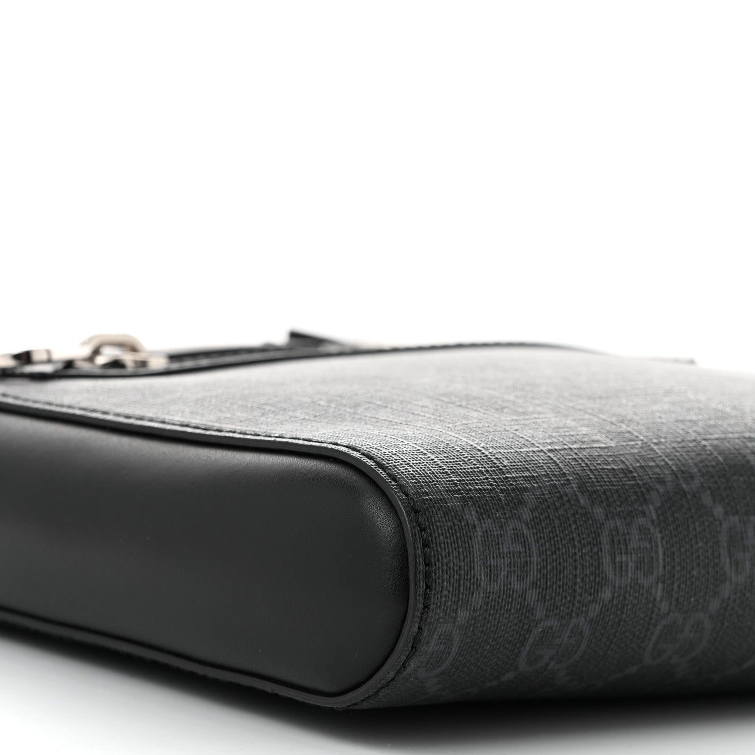 Gucci GG Supreme Monogram Web Small Flat Messenger Bag Black Grey 9 of 11