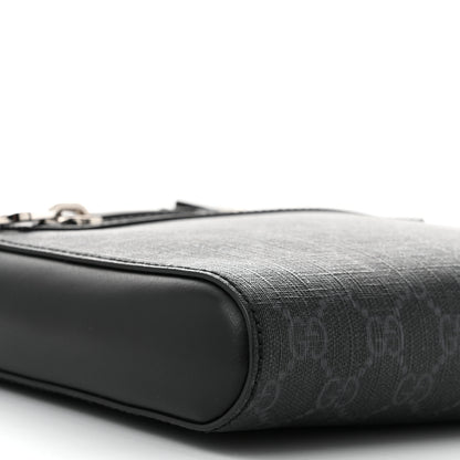 Gucci GG Supreme Monogram Web Small Flat Messenger Bag Black Grey 9 of 11